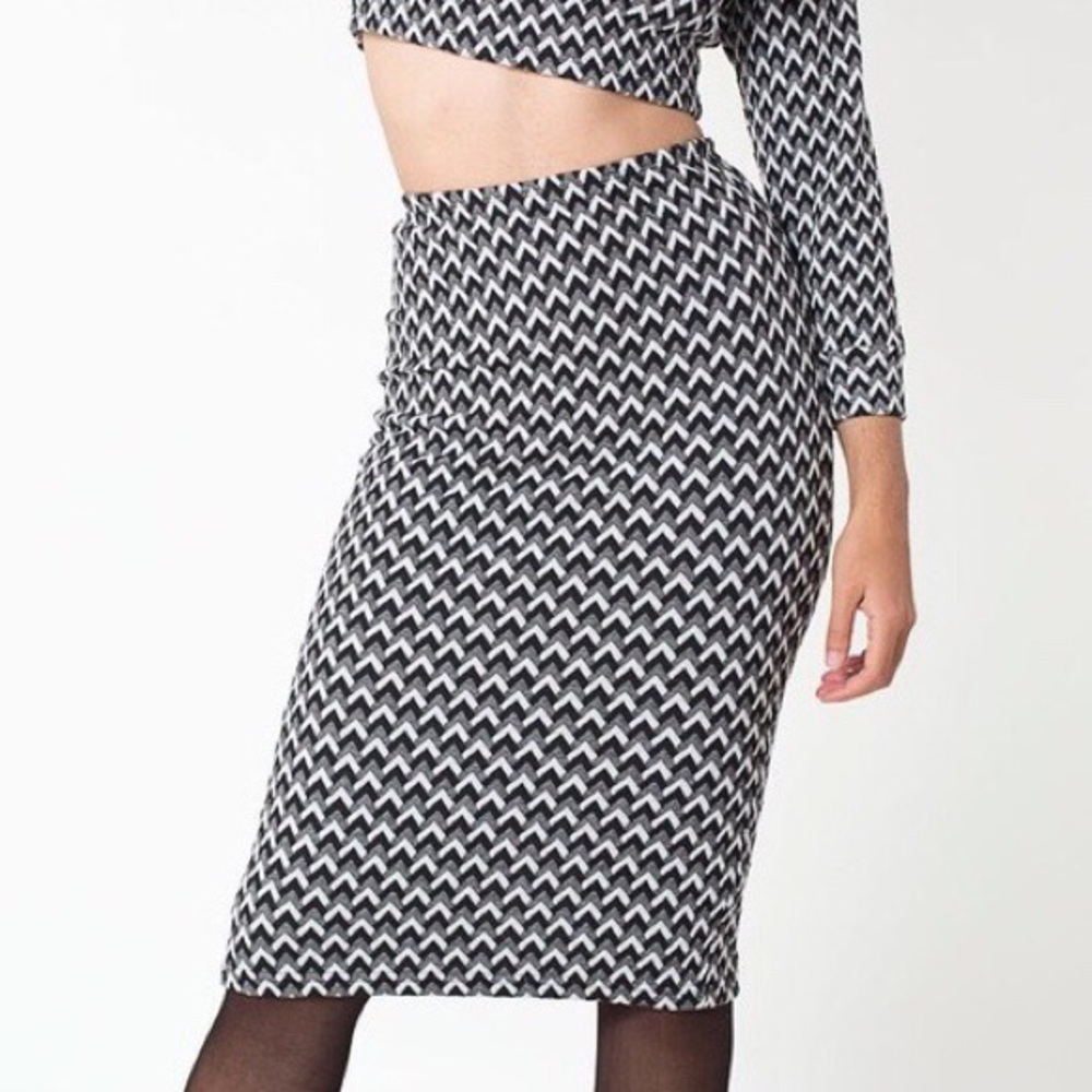 American Apparel Midi Graphic Pencil Skirt